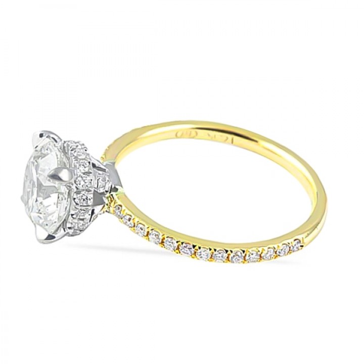 1.76 Carat Round Diamond Two-Tone Signature Wrap Ring angle