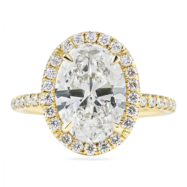 2.50ct Oval Diamond Yellow Gold Halo Engagement Ring flat