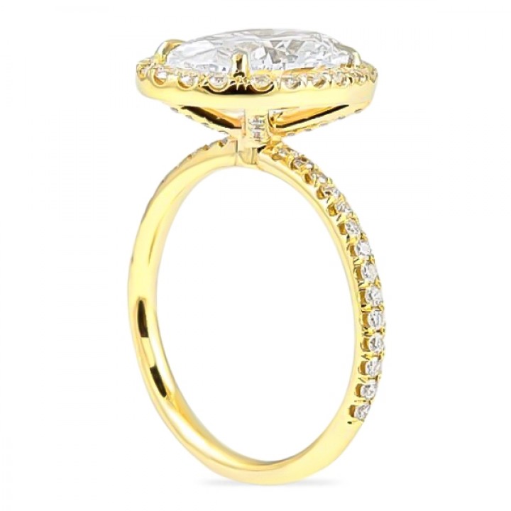2.50ct Oval Diamond Yellow Gold Halo Engagement Ring flat