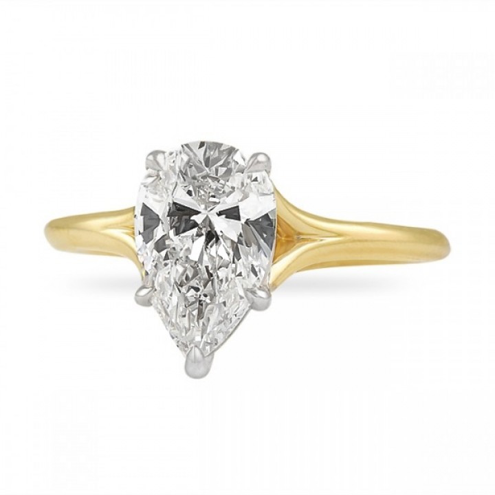 PEAR SHAPE YELLOW GOLD SPLIT BAND RING