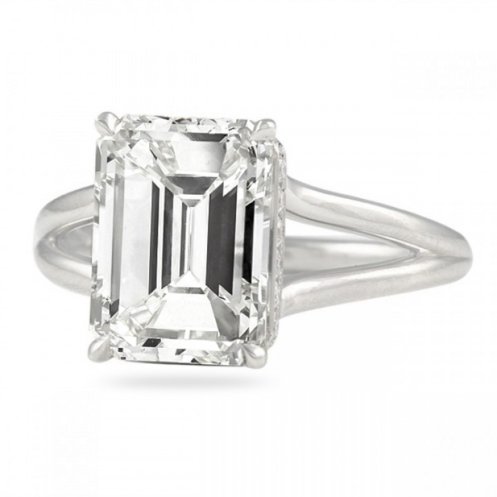 emerald cut solitaire split band engagement ring