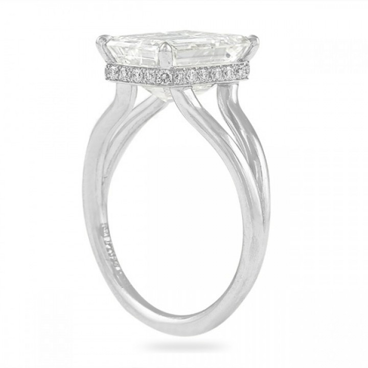 emerald cut solitaire split band engagement ring