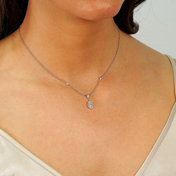 0.73 Carat Oval Diamond Pendant Necklace