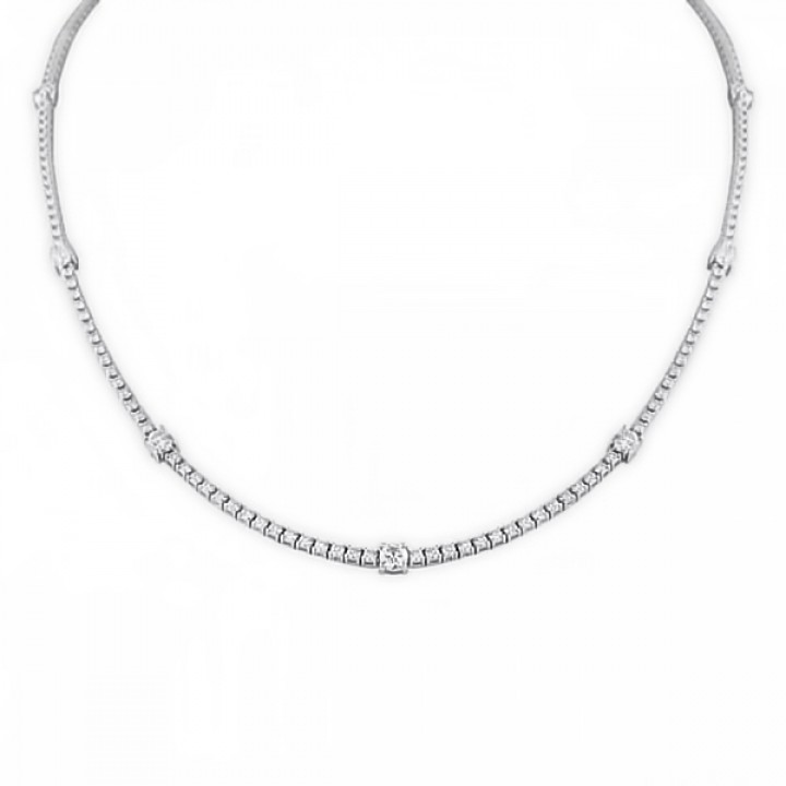 5 carat Diamond Tennis Necklace with Seven Larger Stones