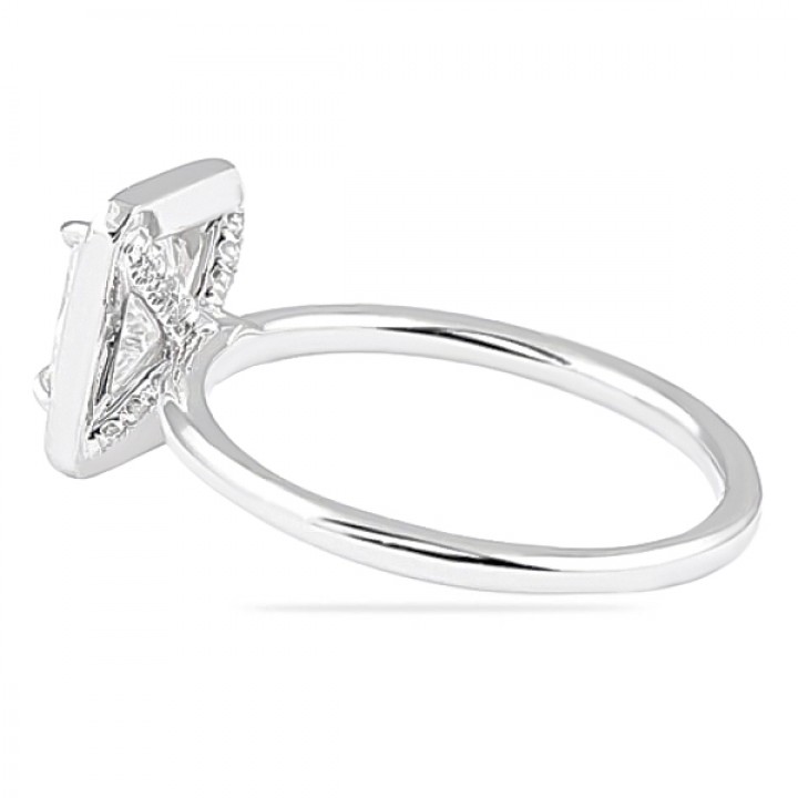 1.01 carat Radiant Cut White Gold Halo Engagement Ring angle