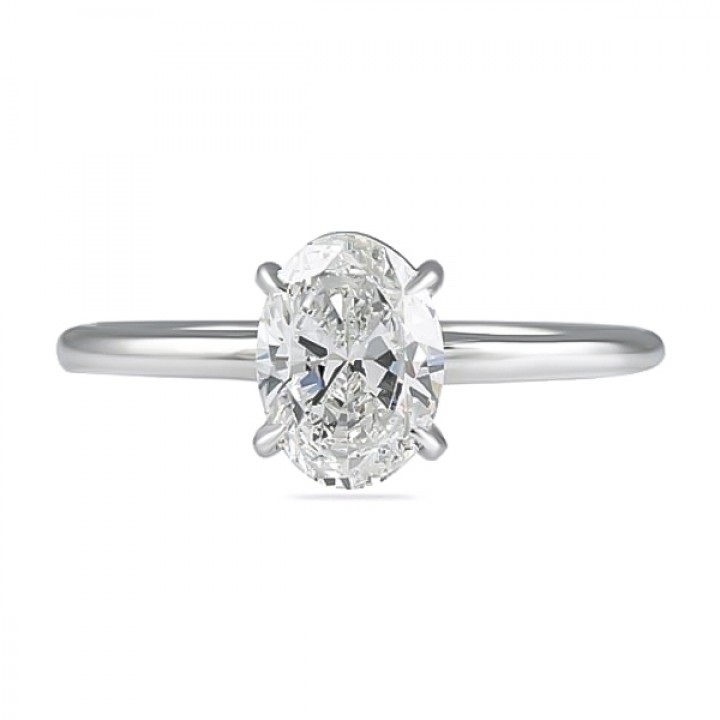 1.00ct Oval Diamond White Gold Solitaire Engagement flat