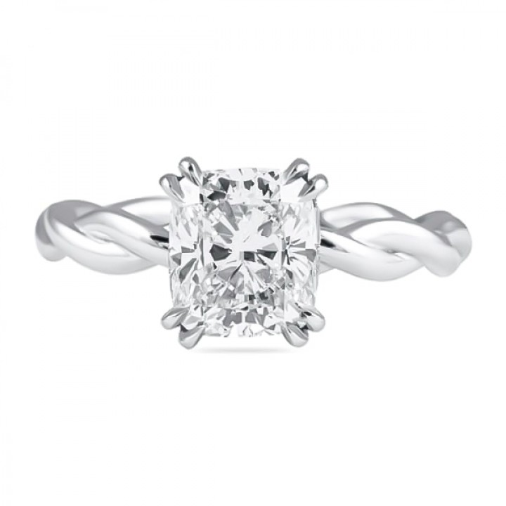 1.61ct Cushion Diamond Braided-Band Engagement Ring flat