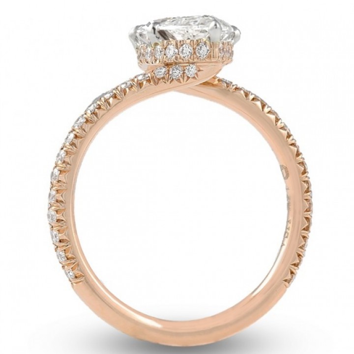 1.75ct Marquise Diamond Rose Gold Swoop Ring flat