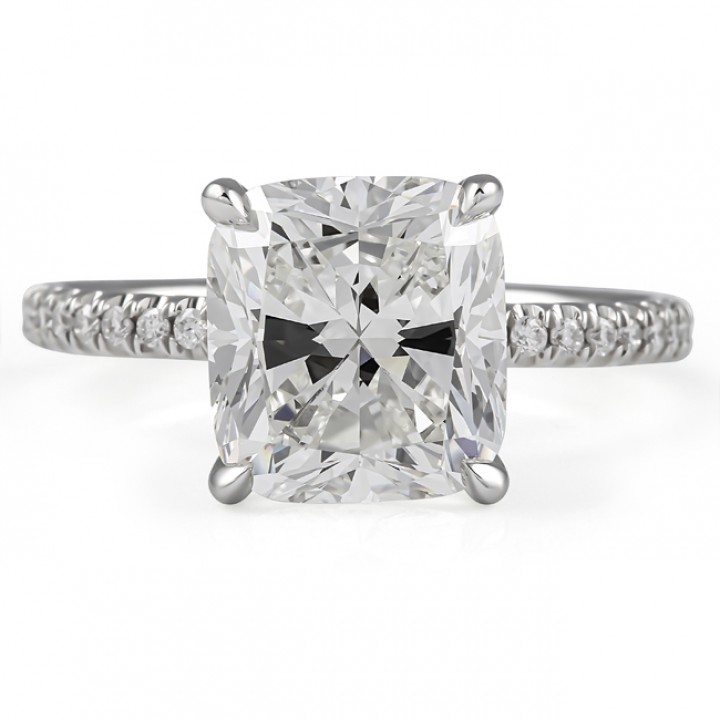 3.11 carat Cushion Cut Diamond Engagement Ring flat