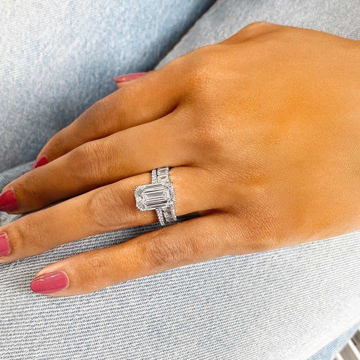 4.68 carat Emerald Cut Diamond Engagement Ring flat
