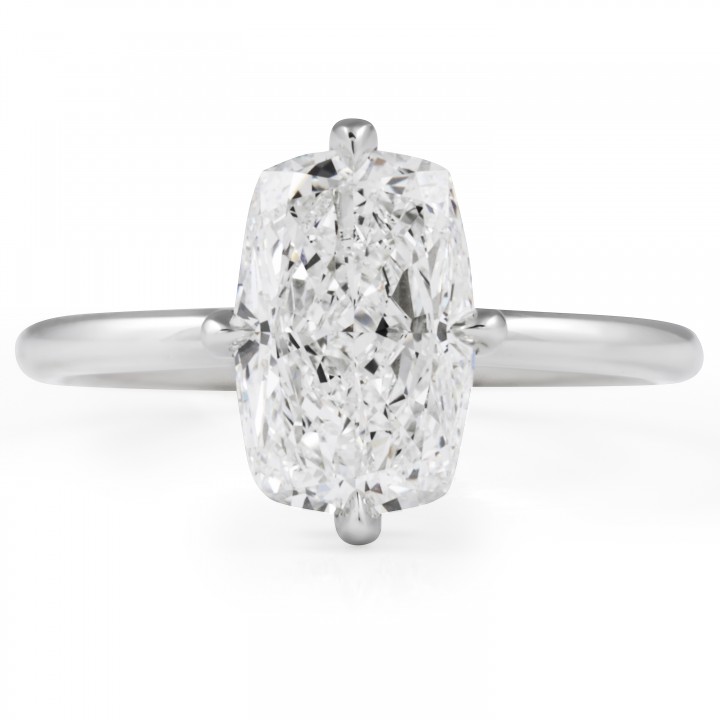 2.53 carat Cushion Cut Diamond Compass Prong Ring flat