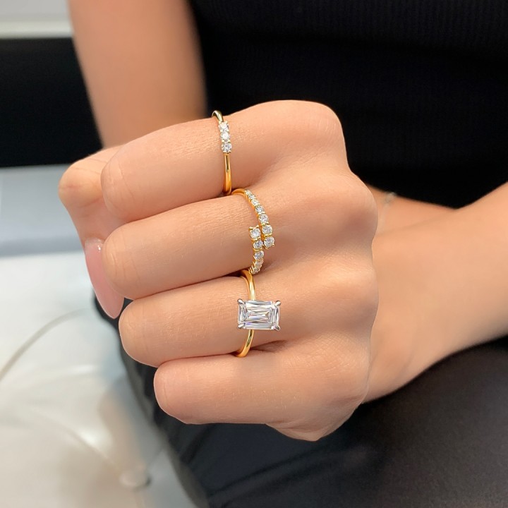 1.90ct Hybrid Step Cut Solitaire Engagement Ring flat