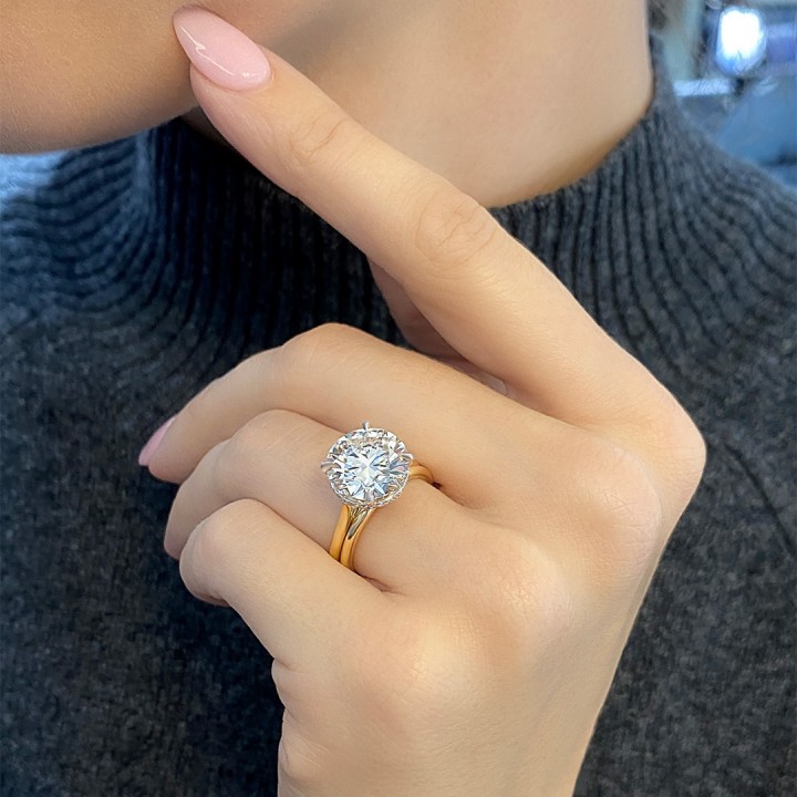 5.15 carat Round Lab Diamond Solitaire Engagement Ring flat