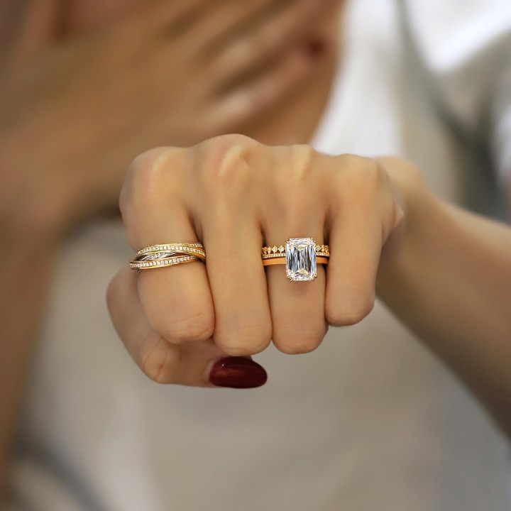 5.01 carat Hybrid Step-Cut Invisible Gallery™ Engagement Ring top