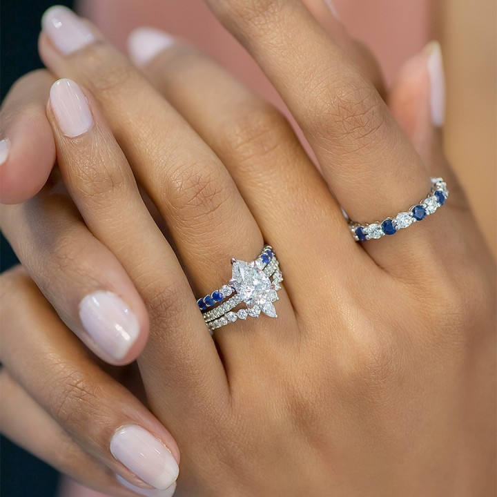 1.79 carat Pear Shape Diamond Pave Prong Engagement Ring flat