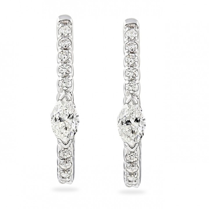 Marquise Diamond Huggie Earrings side