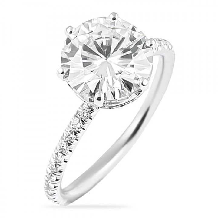 Round Moissanite Two-Tone Signature Wrap Engagement Ring angle
