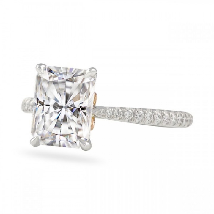 Radiant Cut Moissanite Tapered Band Engagement Ring