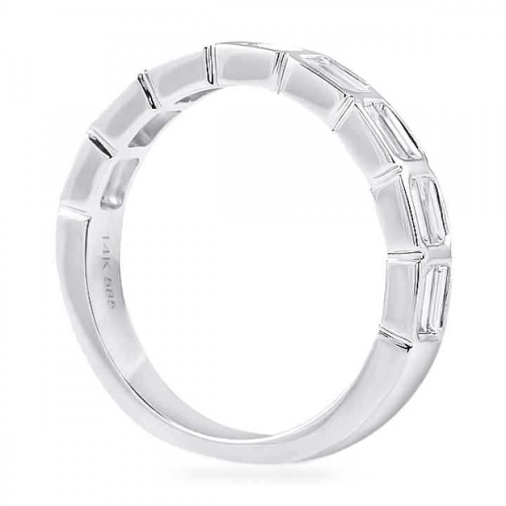 Bezel Set Baguette Diamond Halfway Band flat