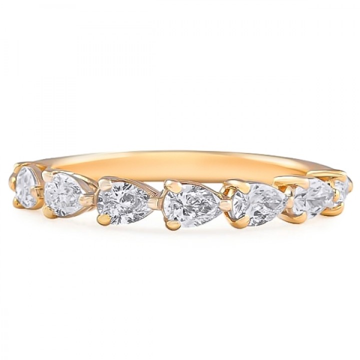 East-West Pear Shape Diamond Wedding Band front view