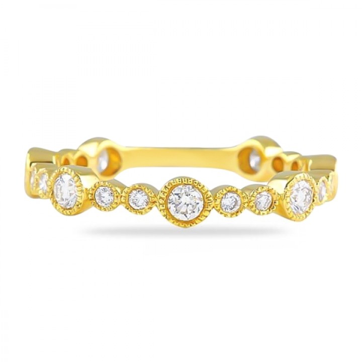0.45ct Round Diamond Bezel Set Wedding Band wg