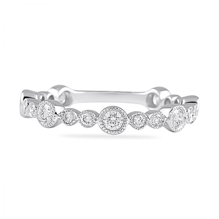 0.45ct Round Diamond Bezel Set Wedding Band wg
