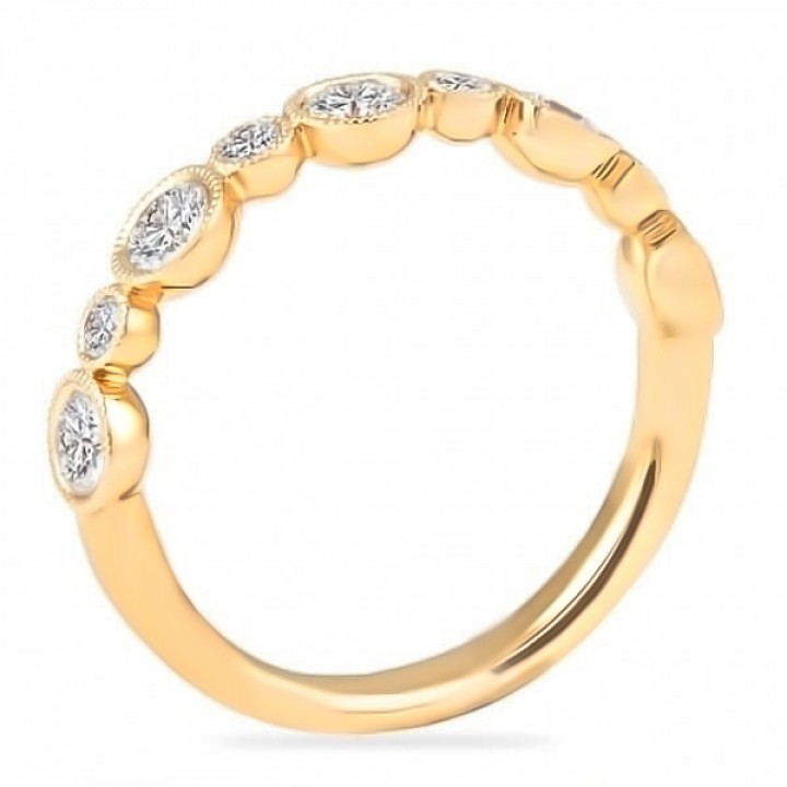 0.90 Carat Bezel Set Round Diamond Rose Gold Wedding Band flat