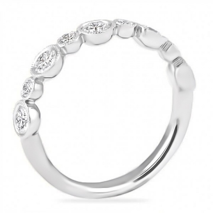 0.90 Carat Bezel Set Round Diamond Rose Gold Wedding Band flat