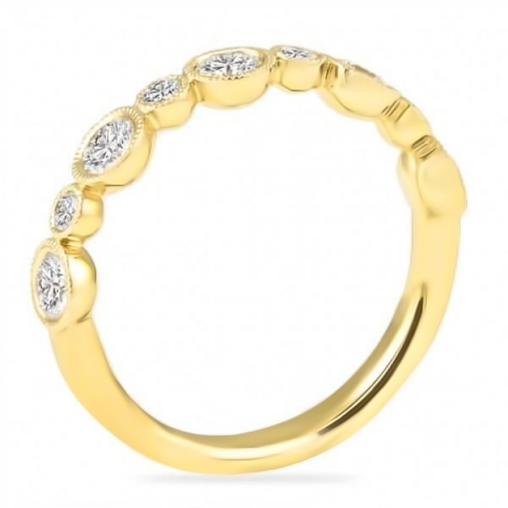 0.90 Carat Bezel Set Round Diamond Rose Gold Wedding Band flat