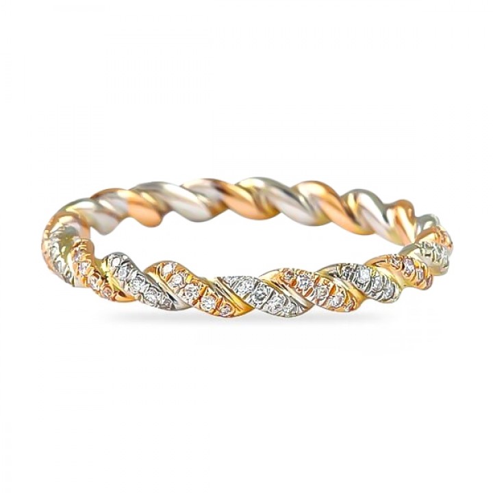 Diamond Two-Tone 14k Gold Braided Eternity Band flat