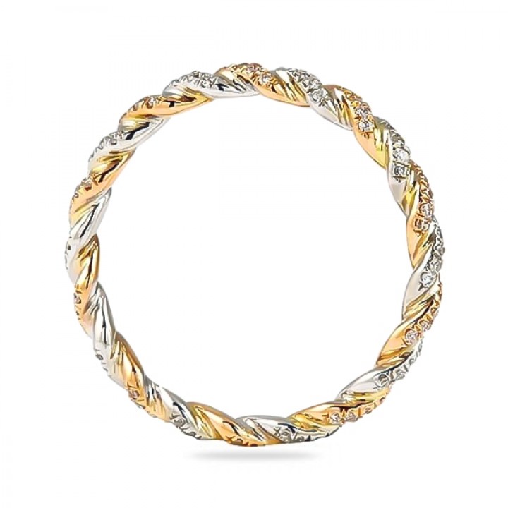 Diamond Two-Tone 14k Gold Braided Eternity Band flat