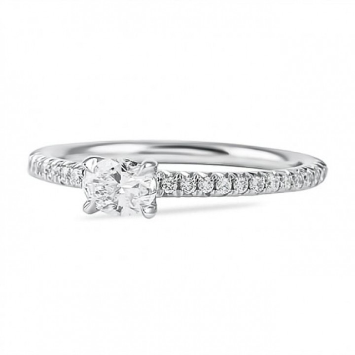 .32 ct Oval Diamond Super Stackable Ring flat