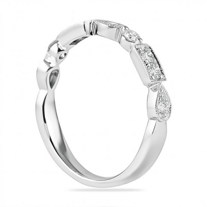 .35 ct Round Diamond White Gold Bezel Set Wedding Band angle