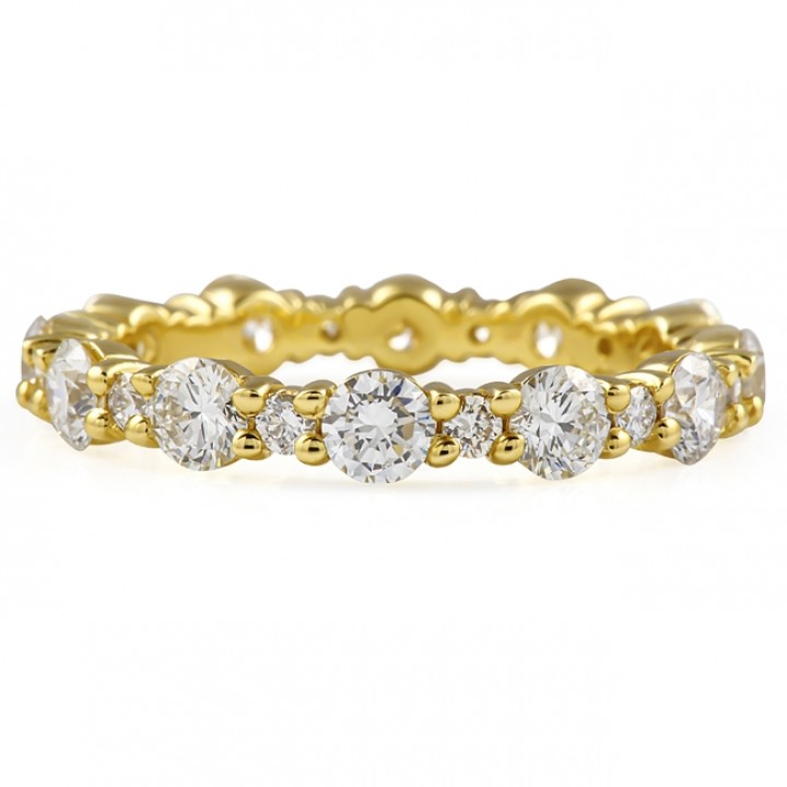 1.65ct Alternating Size Round Diamond Shared Prong Eternity Band yg flat