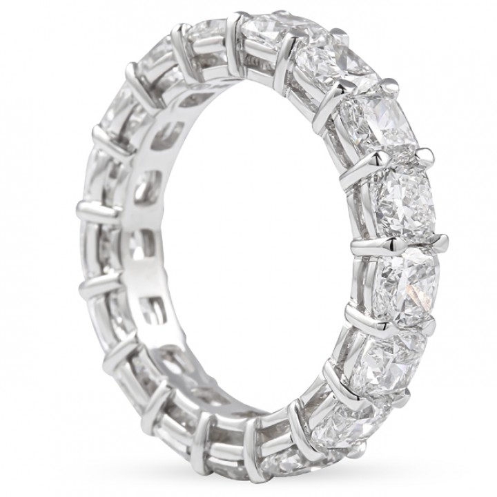 5.30ct Cushion Cut Lab Diamond Eternity Band flat