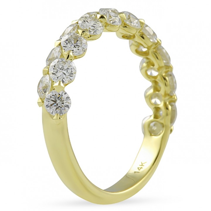 Two-Row Domed Round Diamond Halfway Band yg