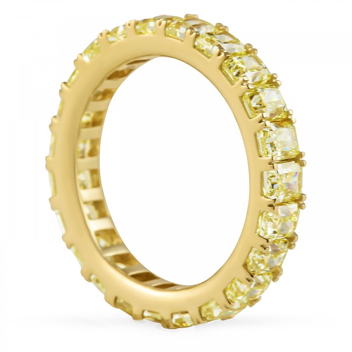 4.78 carat Radiant Cut Yellow Diamond Eternity Band flat