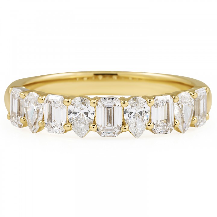 Emerald and Pear Lab Diamond Halfway Band flat