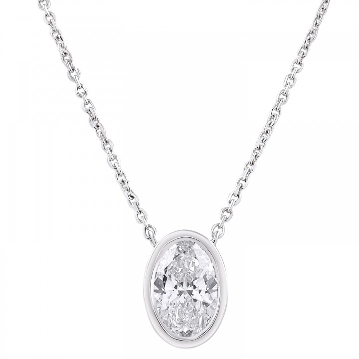 1.55 carat Oval Lab Diamond Bezel Pendant wg
