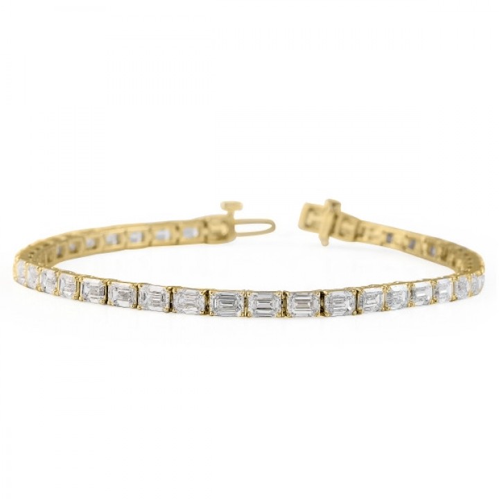 7.9 carat Emerald Cut Lab Diamond East-West Tennis Bracelet flat