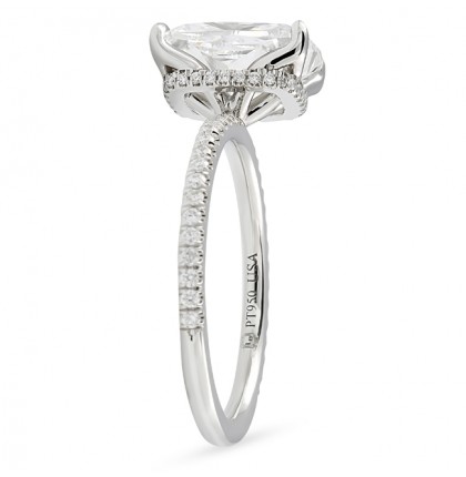 3.11 carat Cushion Cut Lab Diamond Signature Wrap Lotus Ring side
