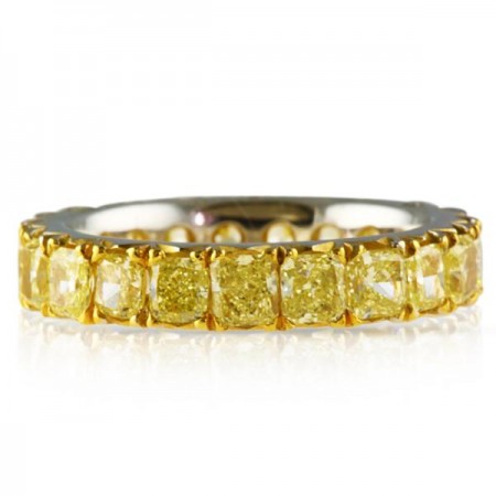 3.00 CT FANCY YELLOW CUSHION DIAMOND  ETERNITY BAND 