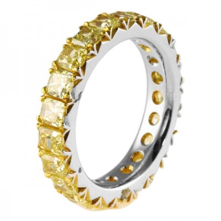 3.00 CT FANCY YELLOW CUSHION DIAMOND  ETERNITY BAND 