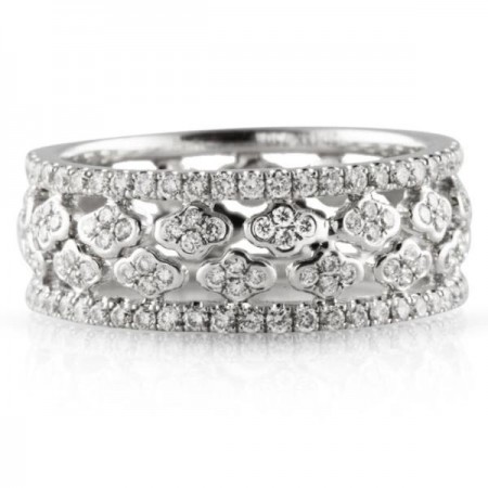 PAVE AND BEZEL DIAMOND WHITE GOLD WEDDING BAND 