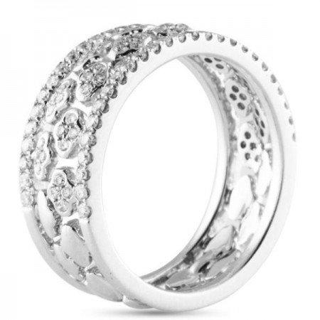 PAVE AND BEZEL DIAMOND WHITE GOLD WEDDING BAND 