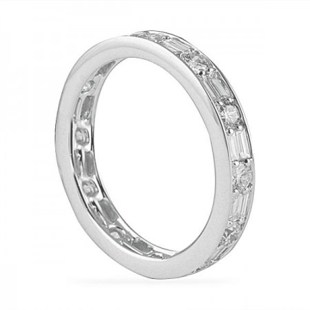 1.21 CT ROUND AND BAGUETTE DIAMOND ETERNITY BAND RING