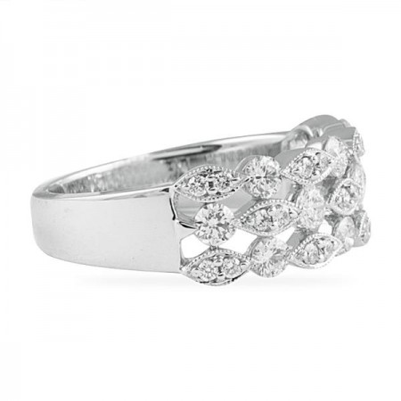 0.86 CT Alternating Shape Bezel Diamond Vintage Halfway Band white gold front view