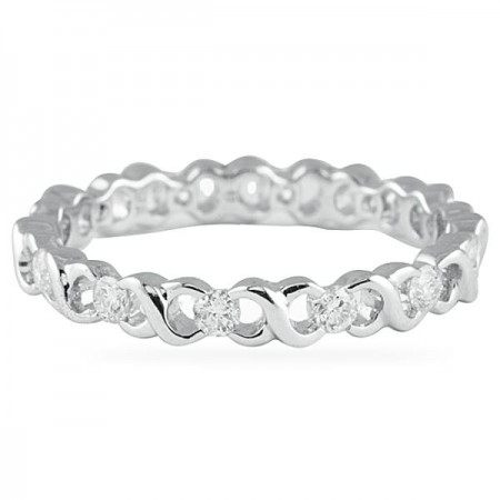 0.45 Carat Openwork Twisted Round Diamond Eternity Band 18k white gold
