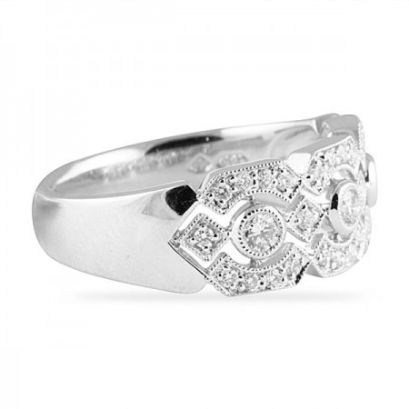 0.42 Carat Diamond Vintage Style Halfway Wedding Band front view