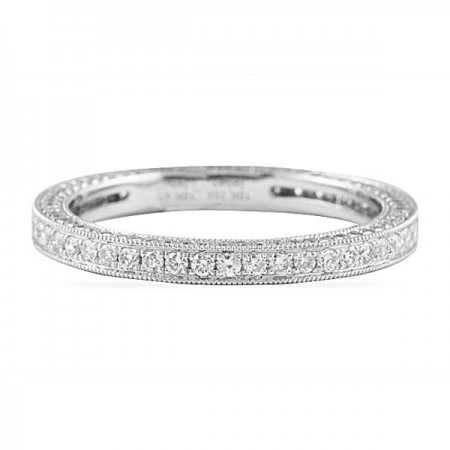 0.80 Carat Three-Row Bright Cut Milgrain Diamond Eternity Band front view white gold